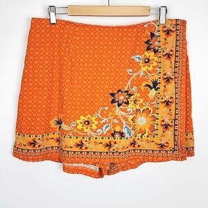 Coldwater Creek Cotton Orange  Floral Pattern Skort Size PL